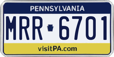 PA license plate MRR6701
