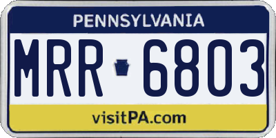 PA license plate MRR6803