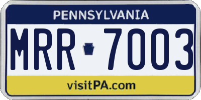 PA license plate MRR7003