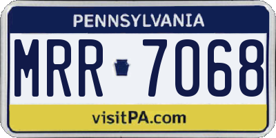 PA license plate MRR7068