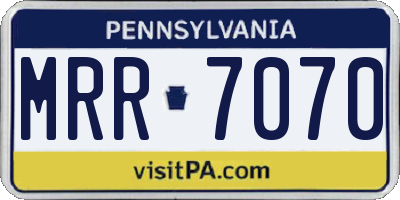 PA license plate MRR7070