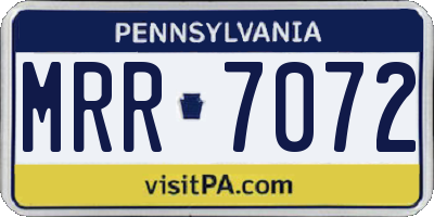 PA license plate MRR7072