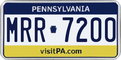 PA license plate MRR7200