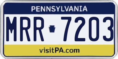 PA license plate MRR7203