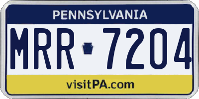 PA license plate MRR7204
