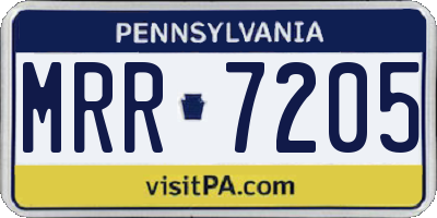 PA license plate MRR7205
