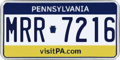 PA license plate MRR7216