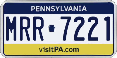 PA license plate MRR7221