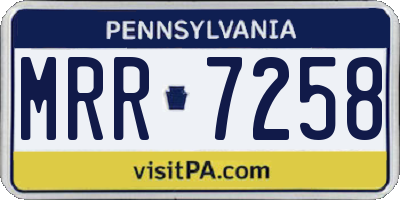 PA license plate MRR7258
