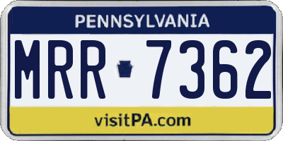 PA license plate MRR7362