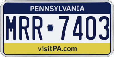 PA license plate MRR7403