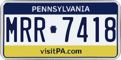 PA license plate MRR7418