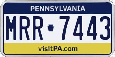 PA license plate MRR7443