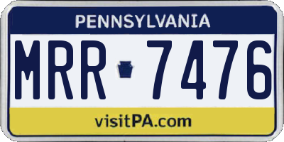 PA license plate MRR7476