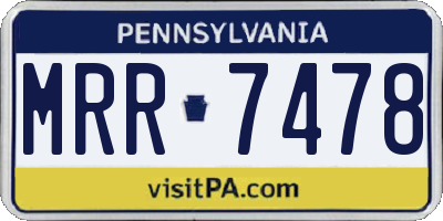 PA license plate MRR7478