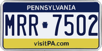 PA license plate MRR7502