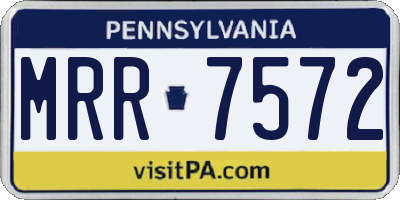 PA license plate MRR7572