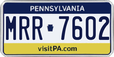 PA license plate MRR7602