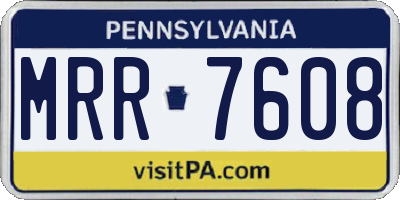 PA license plate MRR7608