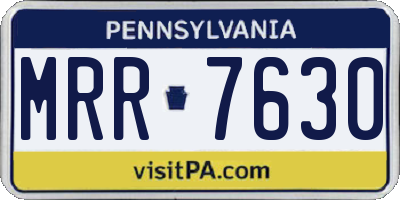 PA license plate MRR7630