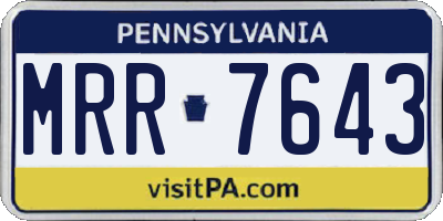 PA license plate MRR7643
