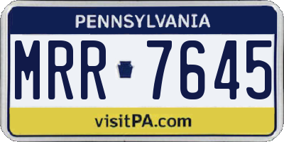 PA license plate MRR7645