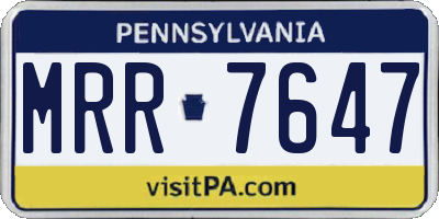 PA license plate MRR7647