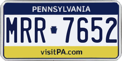 PA license plate MRR7652