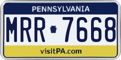 PA license plate MRR7668