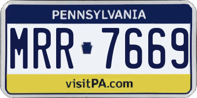 PA license plate MRR7669