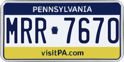 PA license plate MRR7670