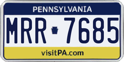 PA license plate MRR7685