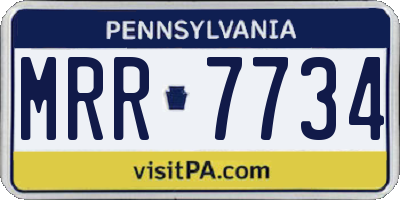 PA license plate MRR7734