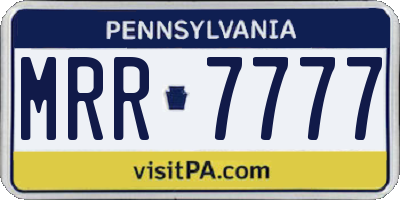 PA license plate MRR7777