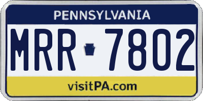 PA license plate MRR7802