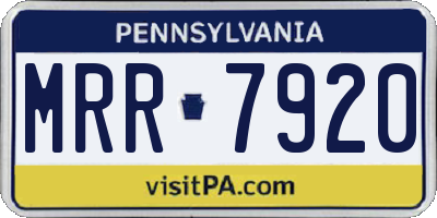 PA license plate MRR7920