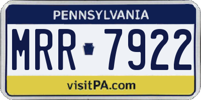 PA license plate MRR7922