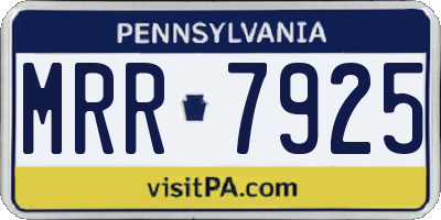 PA license plate MRR7925