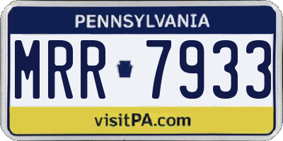 PA license plate MRR7933