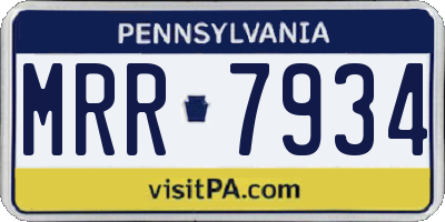 PA license plate MRR7934