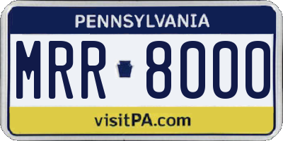 PA license plate MRR8000