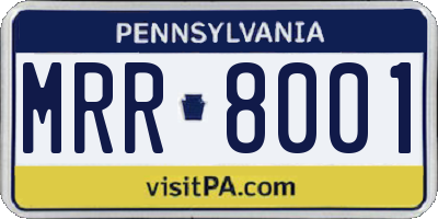 PA license plate MRR8001