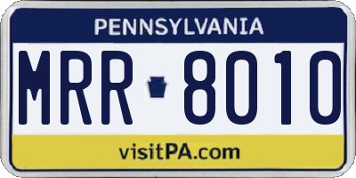 PA license plate MRR8010