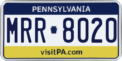 PA license plate MRR8020