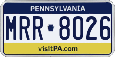 PA license plate MRR8026