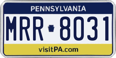 PA license plate MRR8031