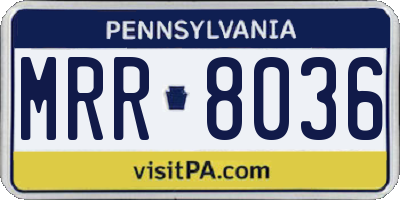 PA license plate MRR8036