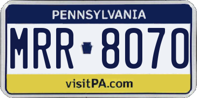 PA license plate MRR8070