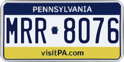PA license plate MRR8076