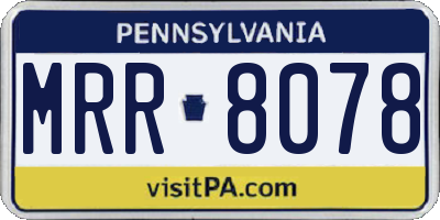 PA license plate MRR8078